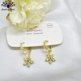 Jewels of Nepal Korean Style Flower Dangling Huggie Earrings For Women
