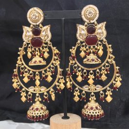 Jewels Of Nepal Gold Tone Endian Kashmiri Long Jhumka For Women