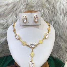 jewels of nepal Gold Tone mother of pearl jewelry set for women