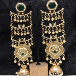 Jewels Of Nepal Gold Tone Endian Kashmiri Long Jhumka For Women