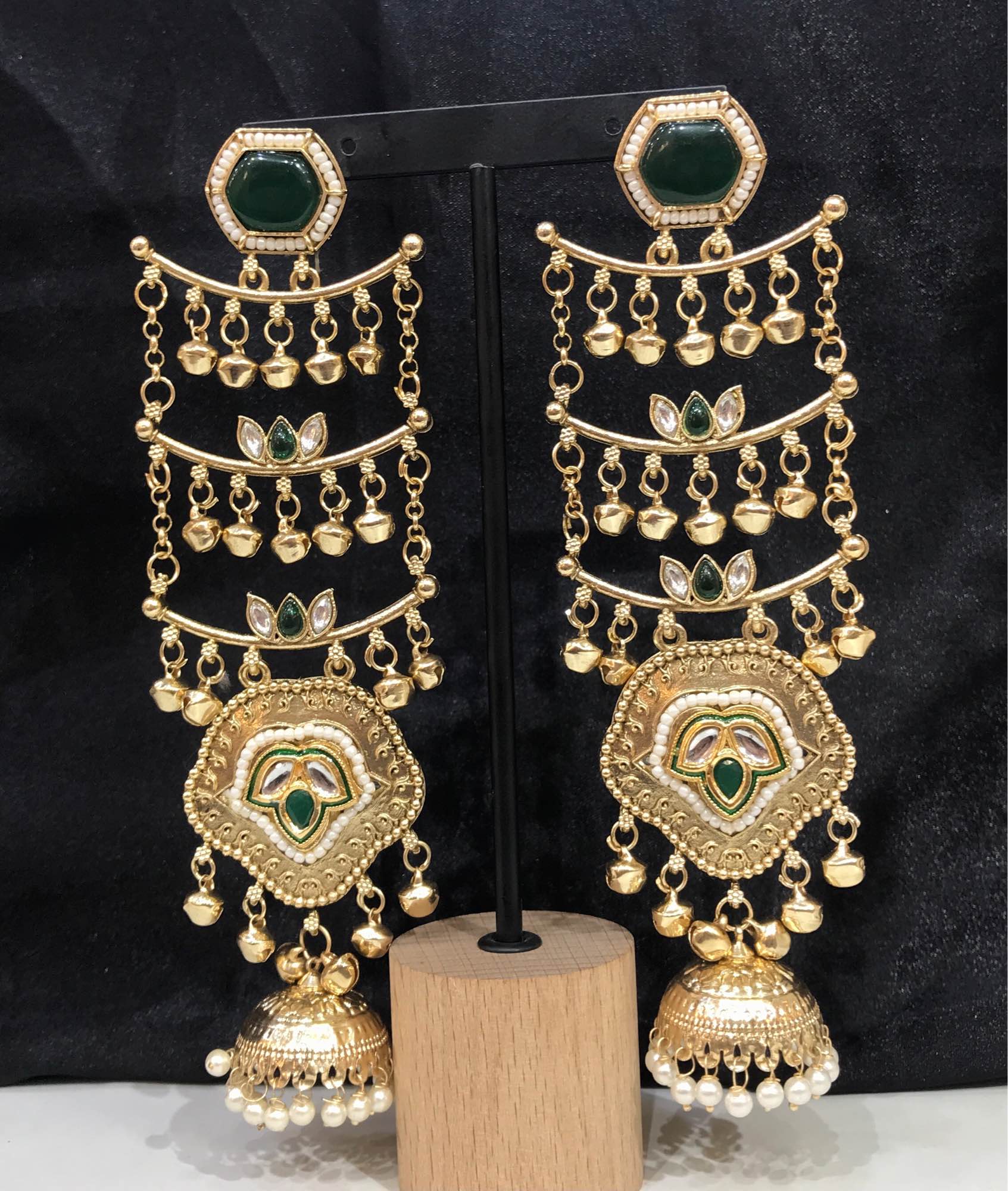 Jewels Of Nepal Gold Tone Endian Kashmiri Long Jhumka For Women