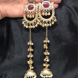 Jewels Of Nepal Gold Tone Endian Kashmiri Long Jhumka For Women