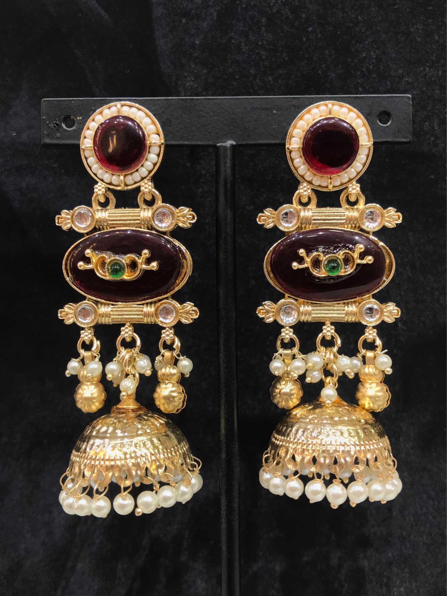 Jewels Of Nepal Gold Tone Endian Kashmiri Long Jhumka For Women - Image 3