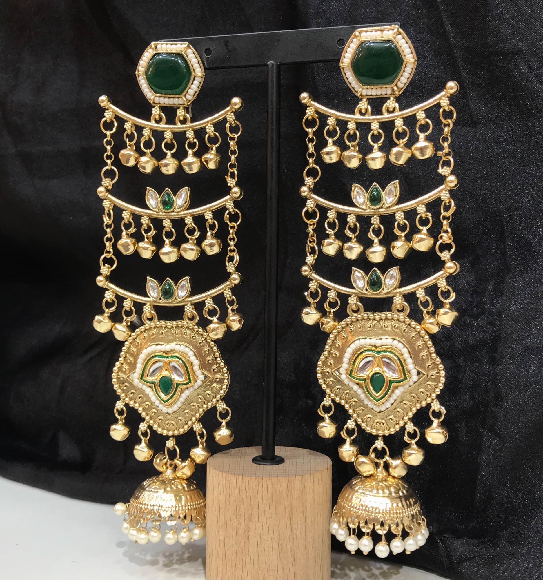 Jewels Of Nepal Gold Tone Endian Kashmiri Long Jhumka For Women - Image 2