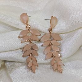 Leaf Designed Stone Drop Earrings